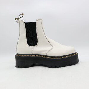 Doc Dr. Martens 2976 Quad Platform Chelsea Boots Women's 7 White Smooth Leather